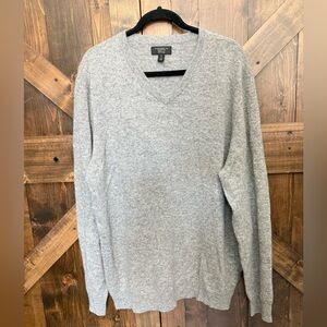 Club Room 2-PLY Cashmere V-NECK Grey Heather Sweater XL